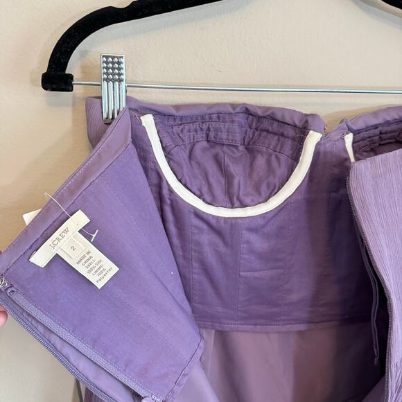 J.Crew Taryn Mini Dress 2 Purple Silk Strapless Chiffon Bridesmaid Cocktail NWT - Picture 7 of 10